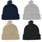 AH15073B Courtney Cable Knit rPET Pom Beanie Blank No Imprint